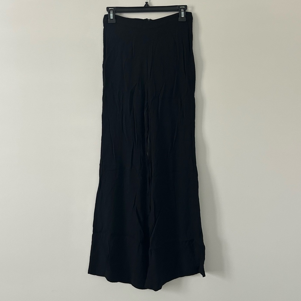 Reformation Black High Rise Viscose Wide Leg Minimalist Boho Trouser Pants 2